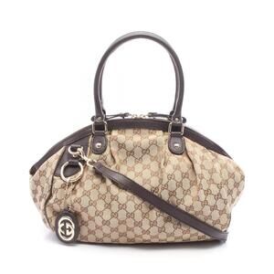 Gucci Sukey GG Canvas Handbag Leather Beige Brown